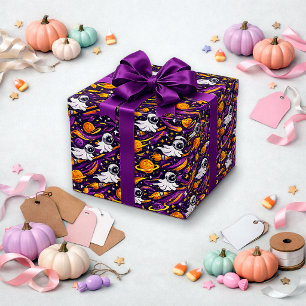 Skurrile violette Weltraum-Geister-Muster Geschenkpapier