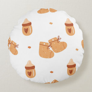 Skurrile Volkskunst-Baby-Stiefel & Flasche nahtlos Rundes Kissen