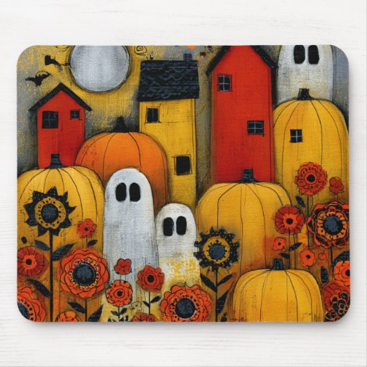 Skurrile Volkskunst-Halloween-Patch Mousepad (Vorne)
