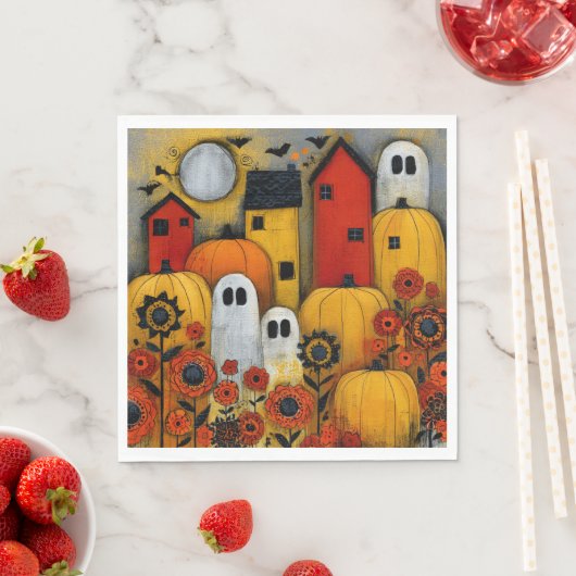 Skurrile Volkskunst Halloween-Patch Serviette (Beispiel)