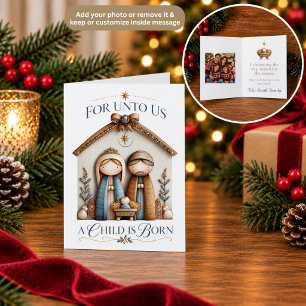 Skurrile Volkskunst-Weihnachtskarte zur Geburt Chr Dankeskarte
