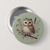 Skurrile Wald-Eulen-Botanik-Illustration Button (Vorne & Hinten)