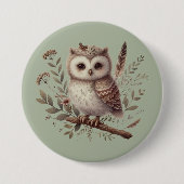 Skurrile Wald-Eulen-Botanik-Illustration Button (Vorderseite)