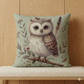 Skurrile Wald-Eulen-Botanik-Illustration Kissen