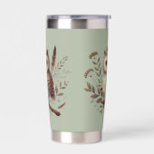 Skurrile Wald-Eulen-Botanik-Illustration Thermobecher (Links)