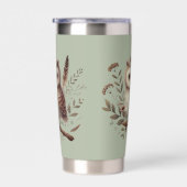 Skurrile Wald-Eulen-Botanik-Illustration Thermobecher (Rechts)