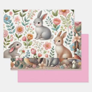 Skurrile Waldtiere Floral Geschenkpapier Set