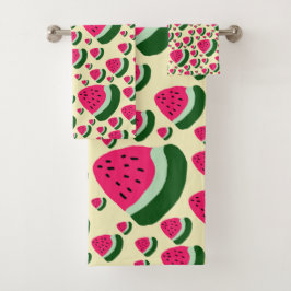 Skurrile Wassermelonen Süßes Sommerfrucht-Muster  Badhandtuch Set