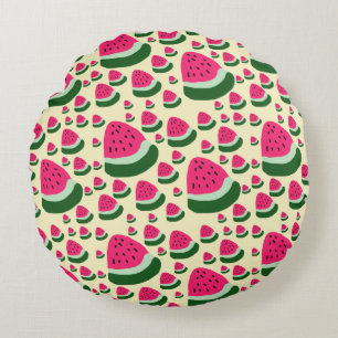 Skurrile Wassermelonen Süßes Sommerfrucht-Muster Rundes Kissen