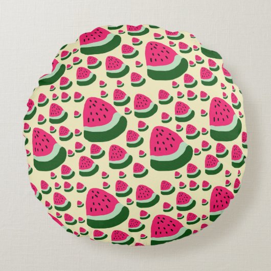 Skurrile Wassermelonen Süßes Sommerfrucht-Muster Rundes Kissen (Vorderseite)