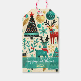 Skurrile Weihnachtsbäume & Rentiere Geschenkanhänger