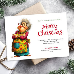 Skurrile Weihnachtsfrau Digitale benutzerdefiniert Feiertagskarte