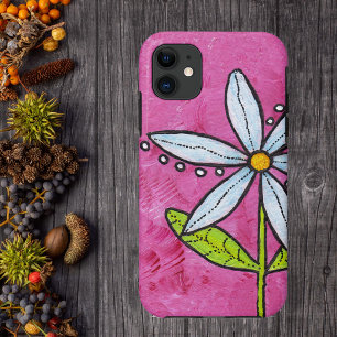 Skurrile Weiße Gänseblümchen-Blume Rosa Case-Mate iPhone Hülle