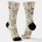 Skurrile Wildblumen-Nahtlos-Muster Socken (Gewinkelt)