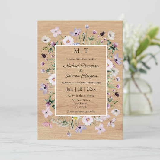 skurrile Wildblumen rustikale Holzlandschaften Hoc Einladung (Stehend Vorderseite)