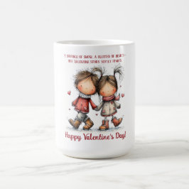 Skurrile Winter-Valentins-Illustration für Kinder Kaffeetasse