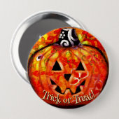 Skurriler abstrakter Jack O Lantern personalisiert Button (Vorne & Hinten)