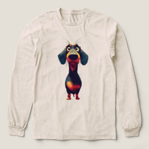 Skurriler Dackel-Charakter-Illustration Tri-Blend Shirt