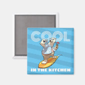 Skurriler Eisbär Cool In Der Küche Surf Cartoon Magnet (Vorderseite/Rückseite)