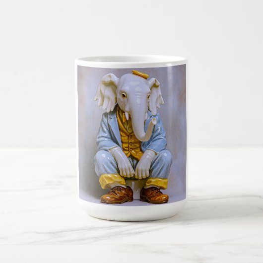 Skurriler Elefant in bluem Anzug Kaffeetasse (Mittel)