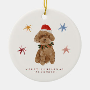 Skurriler Familienfoto-Hund-Weihnachtsbaumschmuck Keramik Ornament