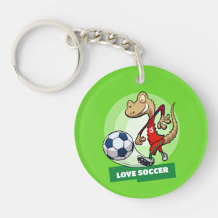 Skurriler Gecko-Liebhaber-Fußballspieler-Cartoon-C Schlüsselanhänger