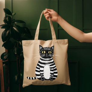 Skurriler gestreifter Katzenkunst-Tragetasche süße Tasche
