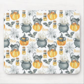 Skurriler Halloween-Kessel und Katzen-Muster Mousepad (Vorne)