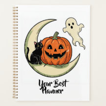 Skurriler Halloween-Kürbis- und Mondplaner