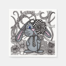 Skurriler Hasen-Tie-Zentangle-Blumen-Papier