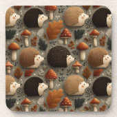 Skurriler Herbst-Igel- und Pilzmuster Getränkeuntersetzer (Vorderseite)