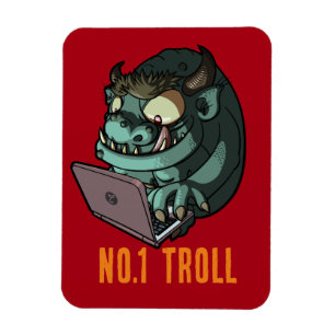 Skurriler Internet-Troll Nummer 1 Laptop-Cartoon Magnet
