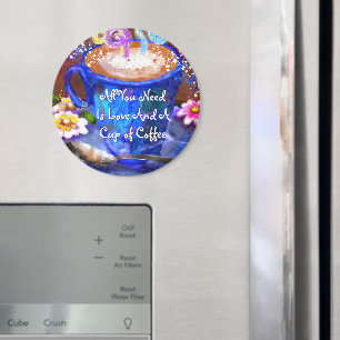 Skurriler Kaffeebecher Florale Personalisierung Magnet
