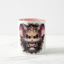Skurriler Kaffeebecher mit wütender Maus