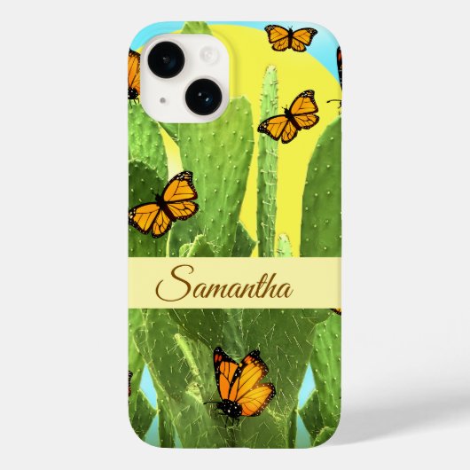Skurriler Kaktus und Schmetterlinge Case-Mate iPhone Hülle (Rückseite)