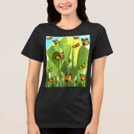 Skurriler Kaktus und Schmetterlinge Tri-Blend Shirt