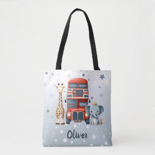 Skurriler London-Bus mit Giraffe & Elefant Tasche