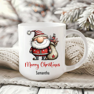Skurriler lustiger Weihnachtsmann-Cartoon-Kaffeebe Kaffeetasse