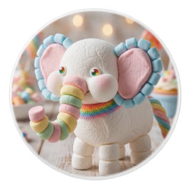 Skurriler Marshmallow-Elefant und Pastellbonbons Keramikknauf
