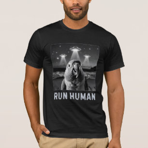 Skurriler Papageien-Selfie-UFO-Spaß-Kunst T-Shirt