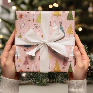 Skurriler Pastell-Weihnachtsbaum Geschenkpapier