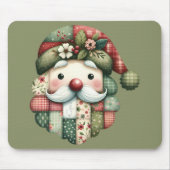 Skurriler Patchwork-Weihnachtsmann im Volkskunstst Mousepad (Vorne)