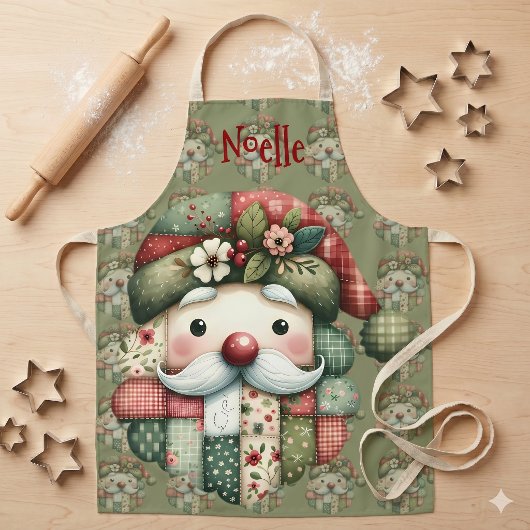 Skurriler Patchwork-Weihnachtsmann im Volkskunstst Schürze