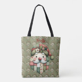 Skurriler Patchwork-Weihnachtsmann im Volkskunstst Tasche (Rückseite)
