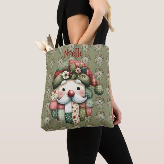 Skurriler Patchwork-Weihnachtsmann im Volkskunstst Tasche (Von Nahem)