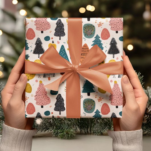 Skurriler Retro-Weihnachtsbaum Geschenkpapier