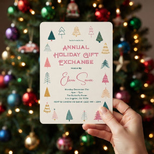 Skurriler Rosa Grüner Weihnachtsbaum-Geschenktausc Einladung