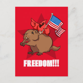 Skurriler Roter Kardinal & Murmeltier Freiheit! Ca Postkarte