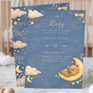 Skurriler "Sleeping Bear" Nachthimmel-Baby-Party Einladung