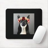 Skurriler süßer Hundekopf mit Blumen Mousepad (Mit Mouse)